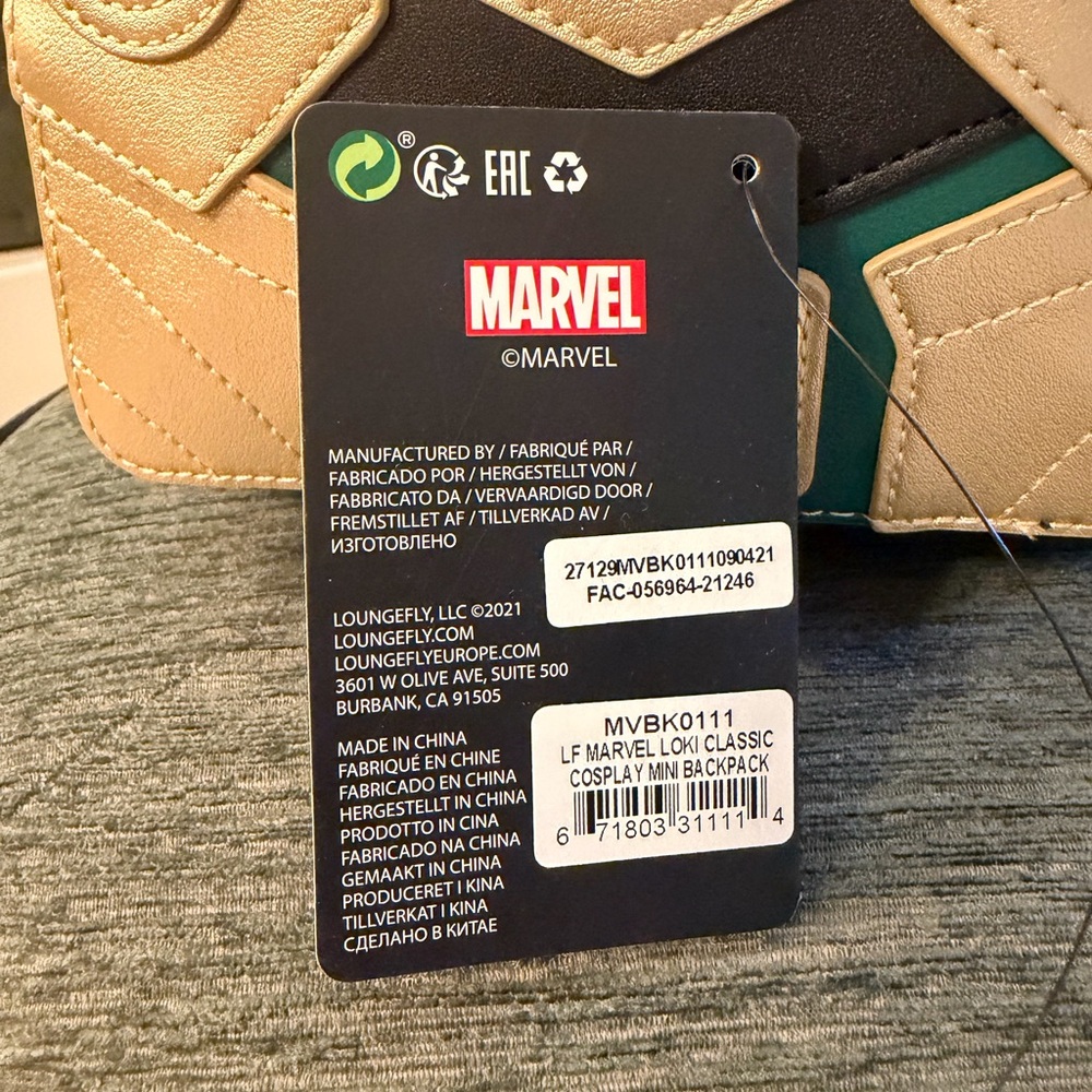 Loungefly Marvel Loki Horned Helmet Mini Backpack - Picture 8 of 9